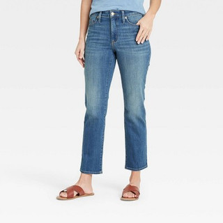 New - Women's High-Rise Slim Straight Fit Cropped Jeans - Universal Thread Medium Wash 14 Short