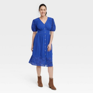 New - Women's Short Sleeve A-Line Dress - Knox Rose Royal Blue XS