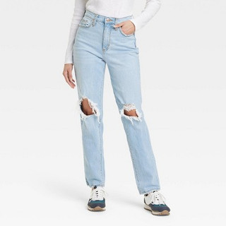 New - Women's High-Rise 90's Vintage Straight Jeans - Universal Thread Light Wash 6 Short