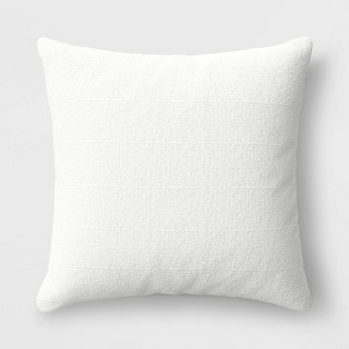 New - Oversized Woven Cotton Slubby Striped Square Throw Pillow Ivory - Threshold