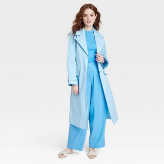 New - Women's Statement Trench Coat - A New Day Light Blue XS