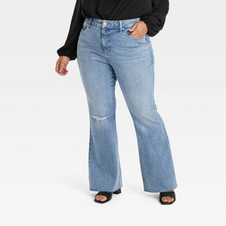 New - Women's High-Rise Flare Jeans - Ava & Viv Medium Wash 18