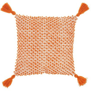New - 18"x18" Loops Striped Square Throw Pillow with Tassels Orange - Mina Victory