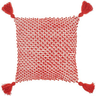 New - 18"x18" Loops Striped Square Throw Pillow with Tassels Red - Mina Victory