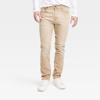 New - Men's Big & Tall Lightweight Colored Slim Fit Jeans - Goodfellow & Co Light Brown 30x36