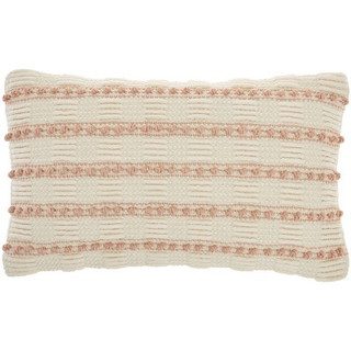 New - 12"x20" Oversize Life Styles Woven Lines and Dots Lumbar Throw Pillow Blush - Mina Victory