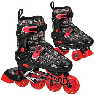 New - Roller Derby Caspian Kids' Adjustable Inline-Quad Combo Skates - Black (3-6)