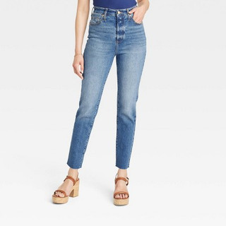 New - Women's High-Rise 90's Slim Jeans - Universal Thread Medium Wash 6 Long