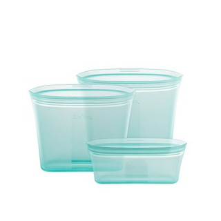 New - Zip Top Reusable 100% Platinum Silicone Container 3 Bag Set (2 sandwich/1 snack) - Teal