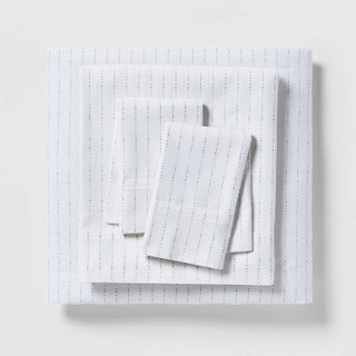 New - Twin 300 Thread Count Organic Cotton Printed Sheet Set White/Gray - Threshold
