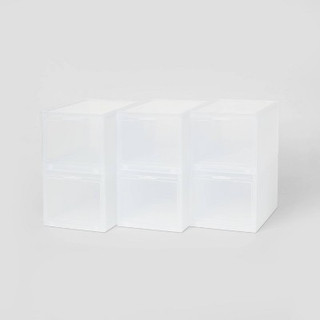 Open Box 6pk Small Stackable Bins Front Opening Clear Plastic - Brightroom