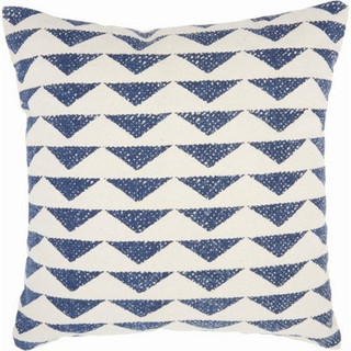 New - 20"x20" Oversize Life Styles Printed Triangles Square Throw Pillow Navy - Mina Victory