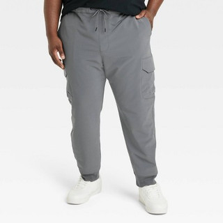 New - Men's Big & Tall Woven Tech Tapered Cargo Jogger Pants - Goodfellow & Co Gray MT