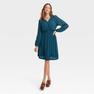 New - Women's Long Sleeve Lace Dress - Knox Rose Dark Teal Blue XS