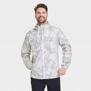 New - Men's Camo Print Packable Jacket - All in Motion White S