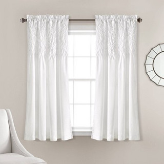 New - Set of 2 (63"x54") Bayview Window Curtain Panels White - Lush Décor