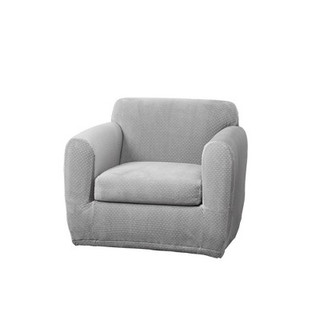 New - Stretch Modern Block Chair Slipcover Gray - Sure Fit