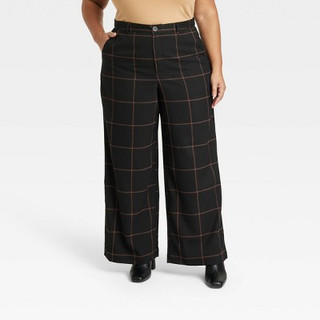 New - Women's High-Rise Wide Leg Trouser Pants - Ava & Viv Black 22