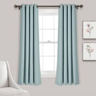 New - Set of 2 (120"x52") Insulated Grommet Top Blackout Curtain Panels Blue - Lush Décor