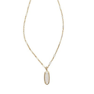New - Kendra Scott Eva 14K Gold Over Brass Long Pendant Necklace - Mother of Pearl