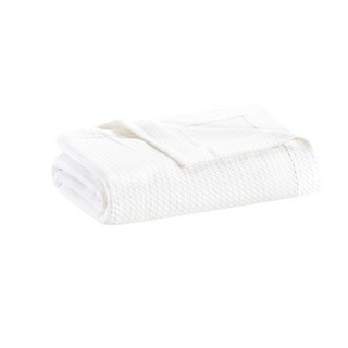 New - Twin Textured Cotton Blanket White