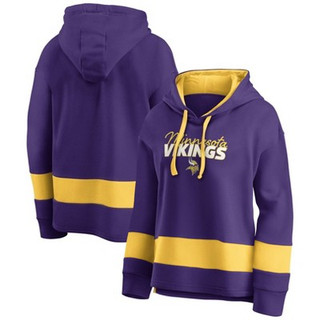 New - NFL Minnesota Vikings Women's Halftime Adjustment Long Sleeve Fleece Hooded Sweatshirt - M