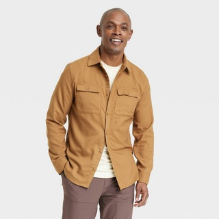 New - Men's Long Sleeve Flannel Shirt - All in Motion Brown M