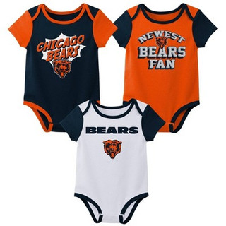 New - NFL Chicago Bears Infant Boys' AOP 3pk Bodysuit - 6-9M