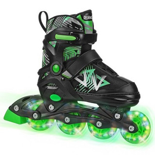 Open Box Roller Derby Stryde Lighted Boy's Adjustable Inline Skate - Black/Green S