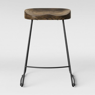 Open Box Hull Low Back Counter Height Barstool Wood/Metal Black - Threshold