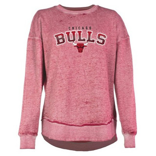 New - NBA Chicago Bulls Women's Ombre Arch Print Burnout Crew Neck Fleece Sweatshirt - M