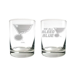 New - NHL St. Louis Blues Laser Etched Rocks Glass Set - 2pc