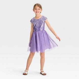 Open Box Zenzi Girls' Ombre Sequin Dress - Lavender XL