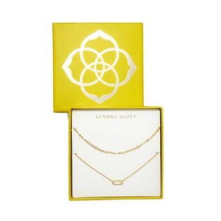 Open Box 14K Gold Over Brass Pendant Necklace Gift Set 2pc - Mother of Pearl