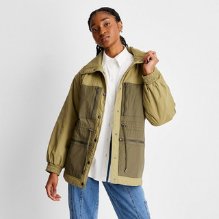 Open Box Women's Two Tone Quilt Lined Jacket - Future Collective with Reese Blutstein Green S