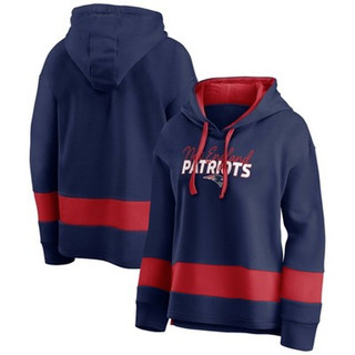 New - NFL New England Patriots Women's Halftime Adjustment Long Sleeve Fleece Hooded Sweatshirt - L