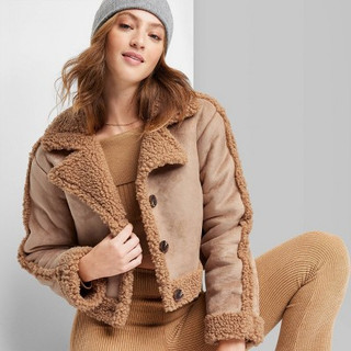 New - Women's Faux Shearling Jacket - Wild Fable Brown S