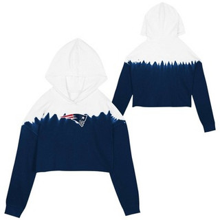 New - NFL New England Patriots Girls' Crop Hooded Sweatshirt - M