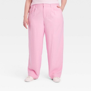 New - Women's High-Rise Straight Trousers - A New Day Pink 22