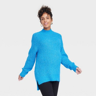New - Cozy High Neck Maternity Sweater - Isabel Maternity by Ingrid & Isabel Blue XXL