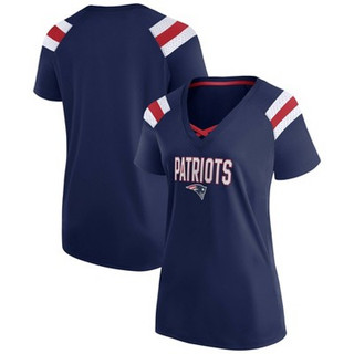NFL New England Patriots Women's Authentic Mesh Short Sleeve Lace Up V-Neck Fashion Jersey - L
