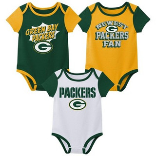 New - NFL Green Bay Packers Infant Boys' AOP 3pk Bodysuit - 6-9M