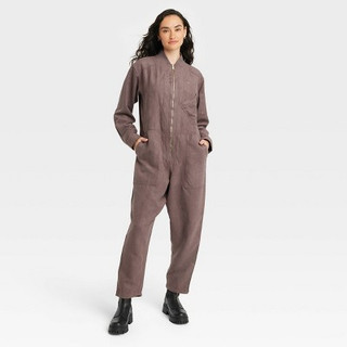 Houston White Adult Flight Jumpsuit - Brown L