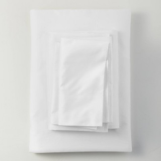 Open Box Full 500 Thread Count Washed Sateen Solid Sheet Set White - Casaluna