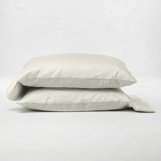 Open Box King 500 Thread Count Washed Sateen Solid Pillowcase Set Natural Casa