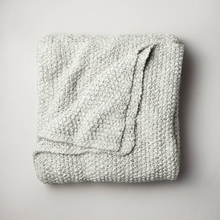 New - King Chunky Knit Bed Blanket Marled Gray - Casaluna