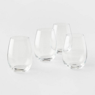 Open Box 4pk Geneva Crystal Stemless 15.7oz Wine Glasses White - Threshold Signature