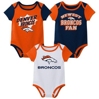 New - NFL Denver Broncos Infant Boys' AOP 3pk Bodysuit - 3-6M