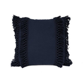 Open Box 20"x20" Modern Tassel Square Throw Pillow Navy Blue - Lush Décor