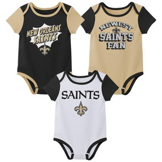 New - NFL New Orleans Saints Infant Boys' AOP 3pk Bodysuit - 12M